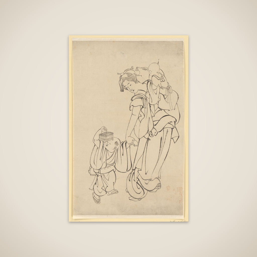 Mother and Children in Summer Night unframed print