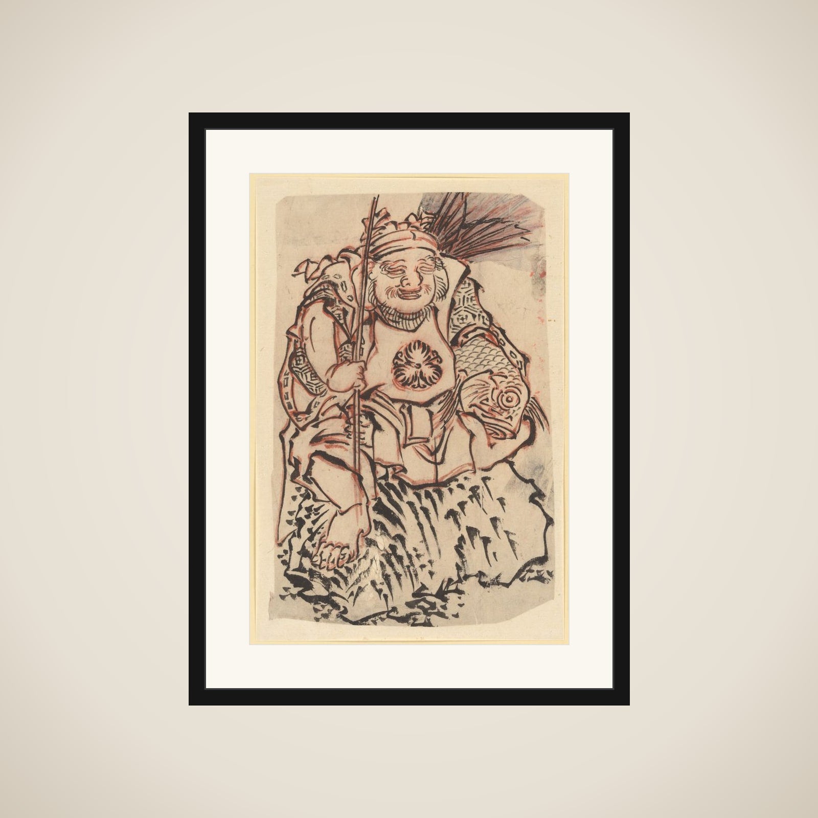 Ebisu (God of Luck, Protector of Merchants) framed