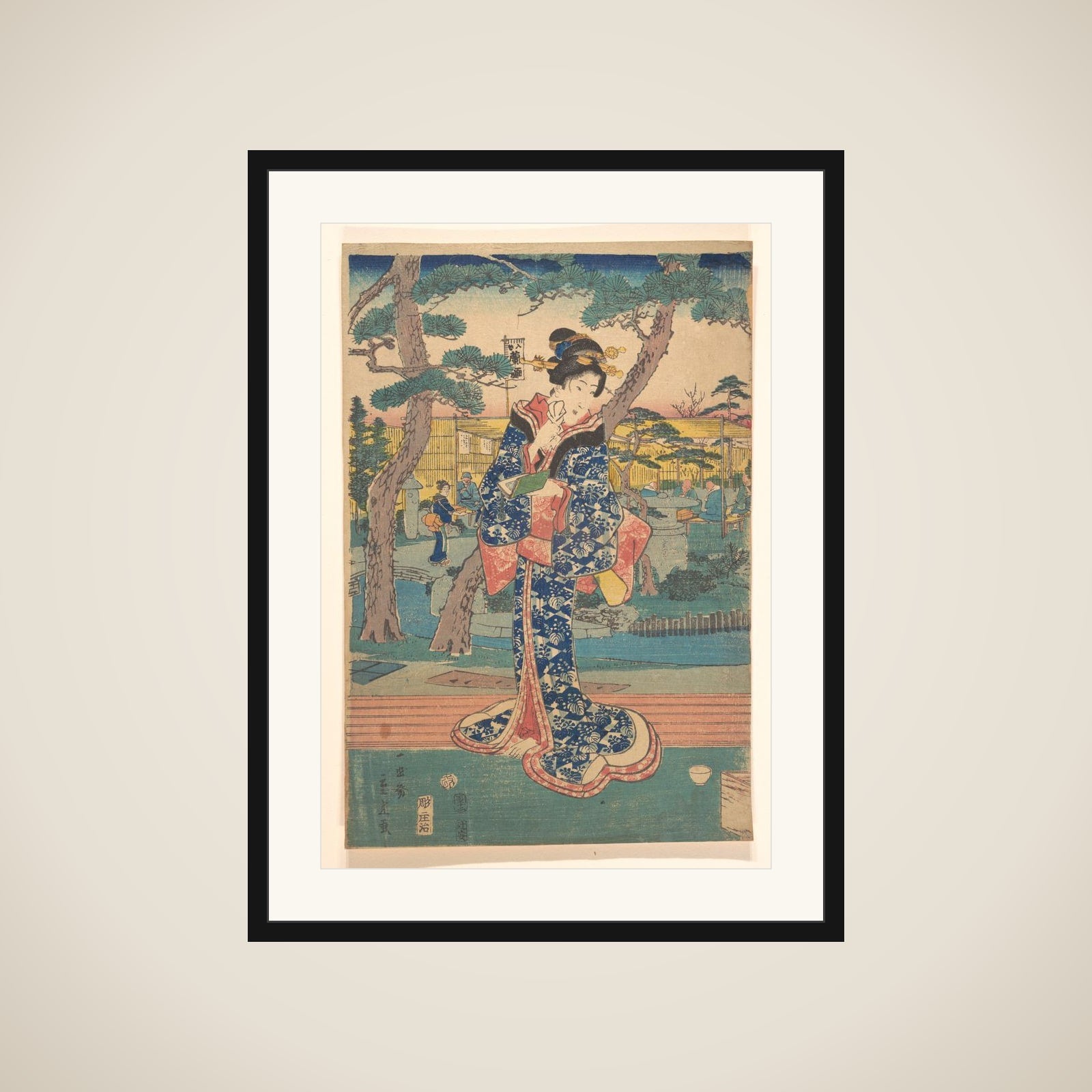 Young girl at tea house in Iriya framed