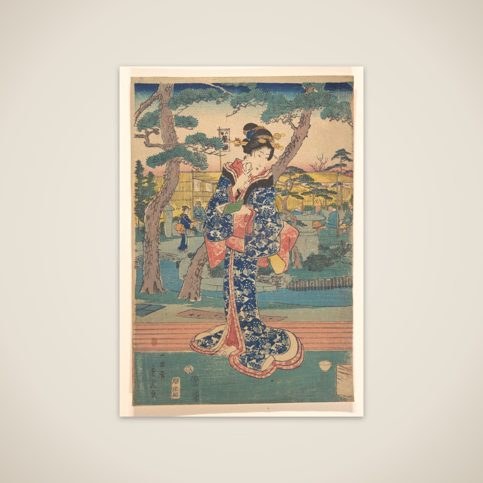 Young girl at tea house in Iriya unframed print