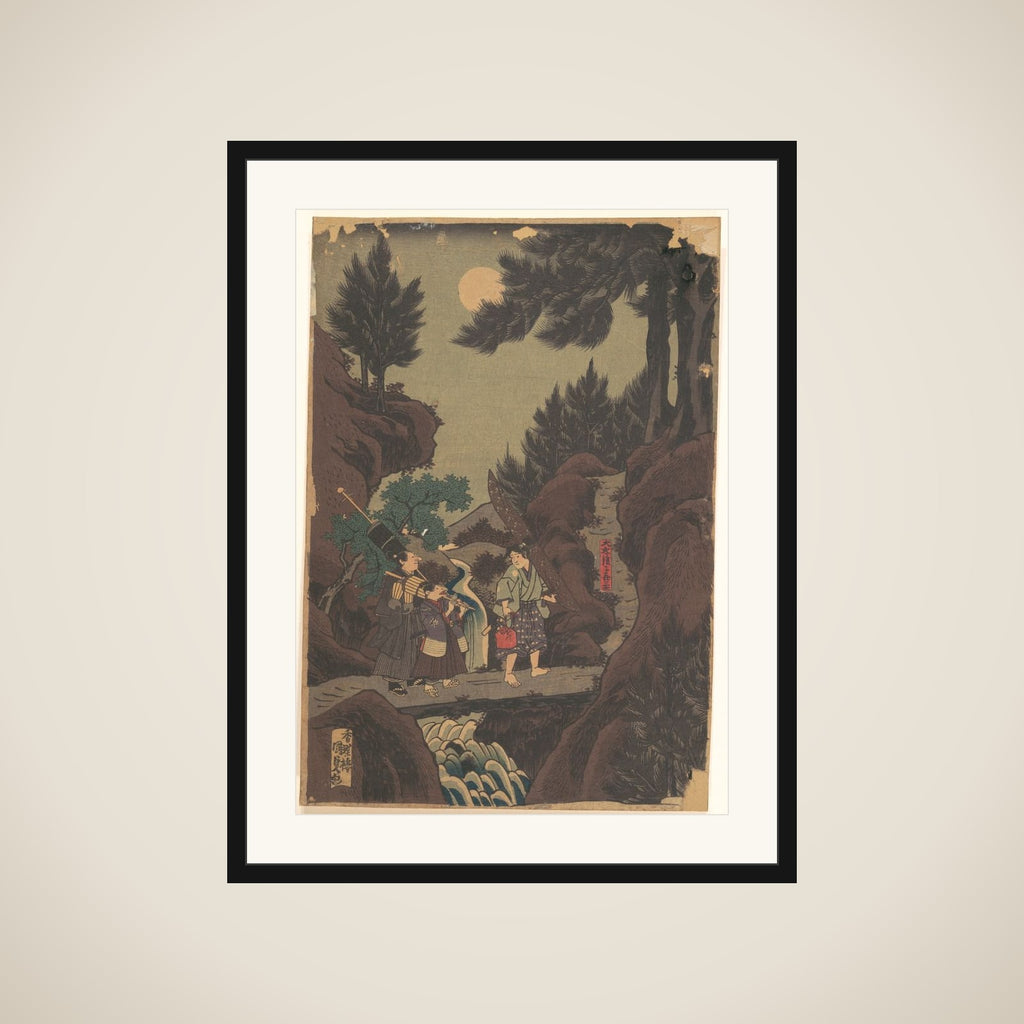 Shanaō [Yoshitsune] Learns Martial Arts in Sōjōgatani (Shanaō Sōjōgatani ni heijutsu o manabu zu) framed