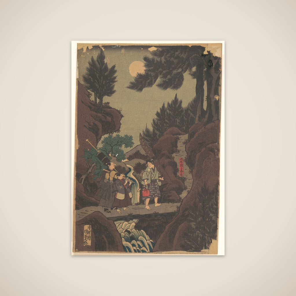 Shanaō [Yoshitsune] Learns Martial Arts in Sōjōgatani (Shanaō Sōjōgatani ni heijutsu o manabu zu) unframed print