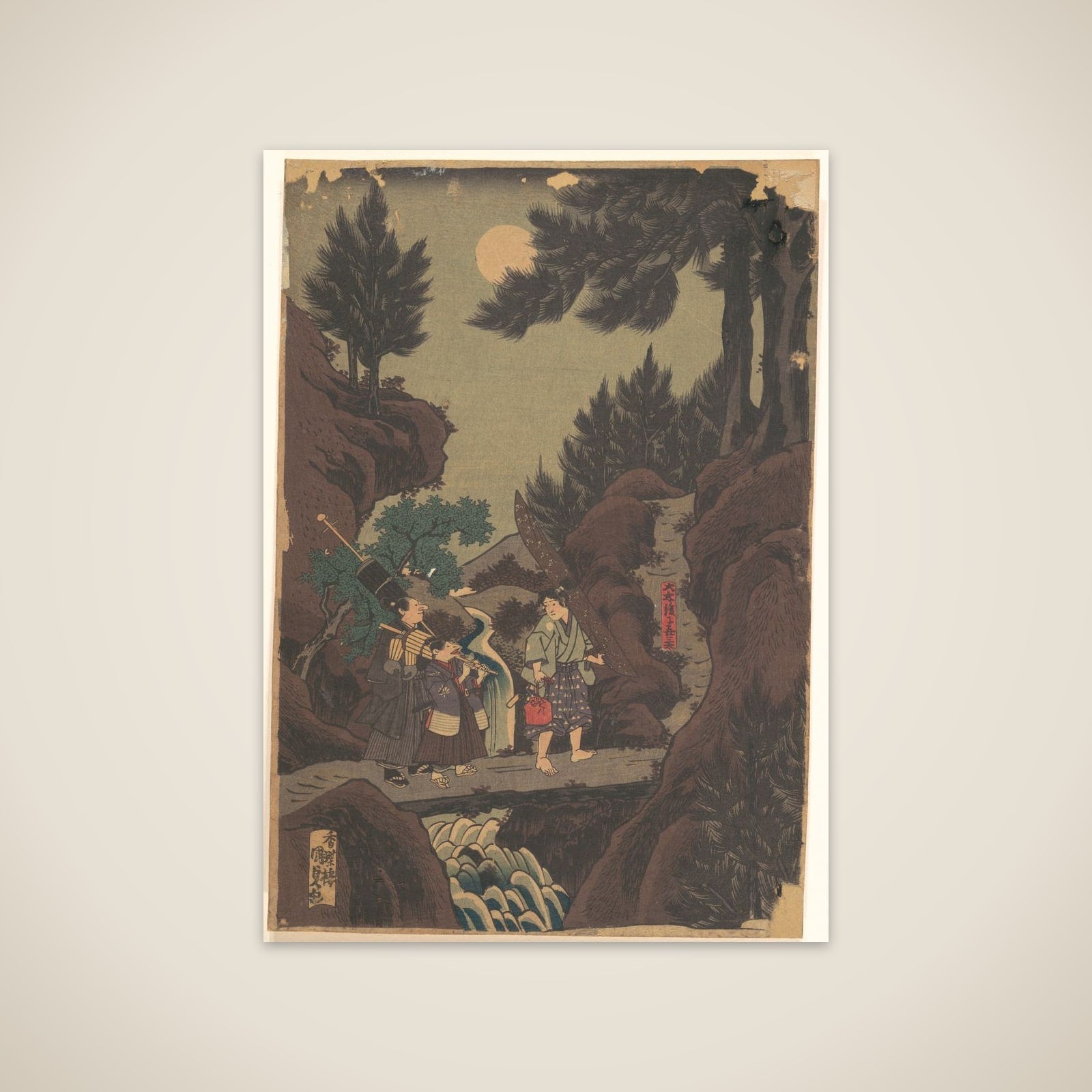 Shanaō [Yoshitsune] Learns Martial Arts in Sōjōgatani (Shanaō Sōjōgatani ni heijutsu o manabu zu) unframed print