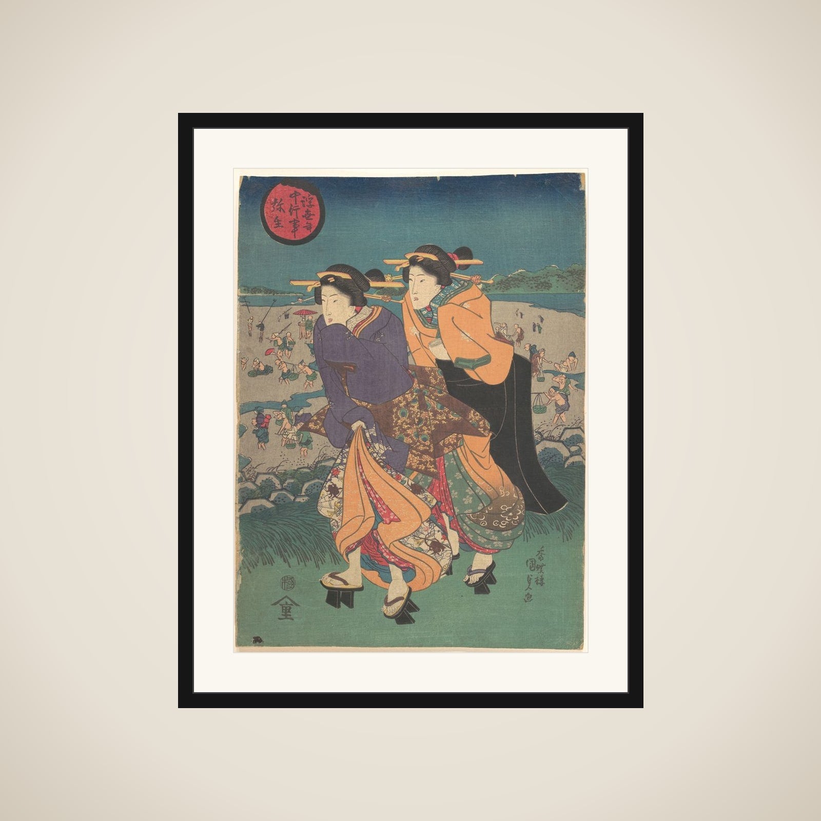 Annual event - the third month (Ukiyo nenjū gyōji: Yayoi) framed