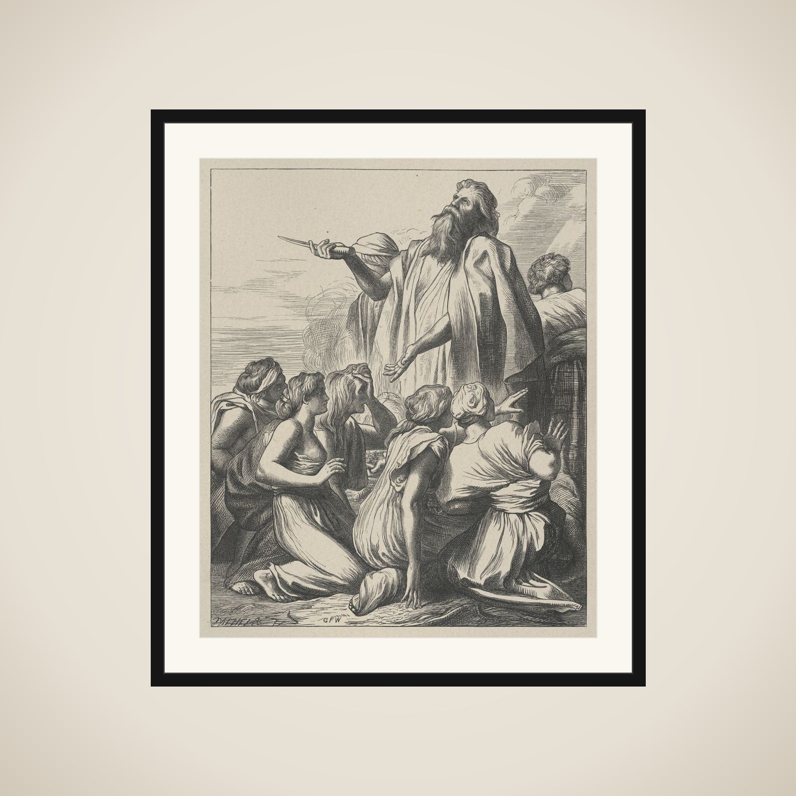 Noah's Sacrifice, from "Dalziels' Bible Gallery" framed