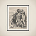 Esau Meeting Jacob, from "Dalziels' Bible Gallery" framed