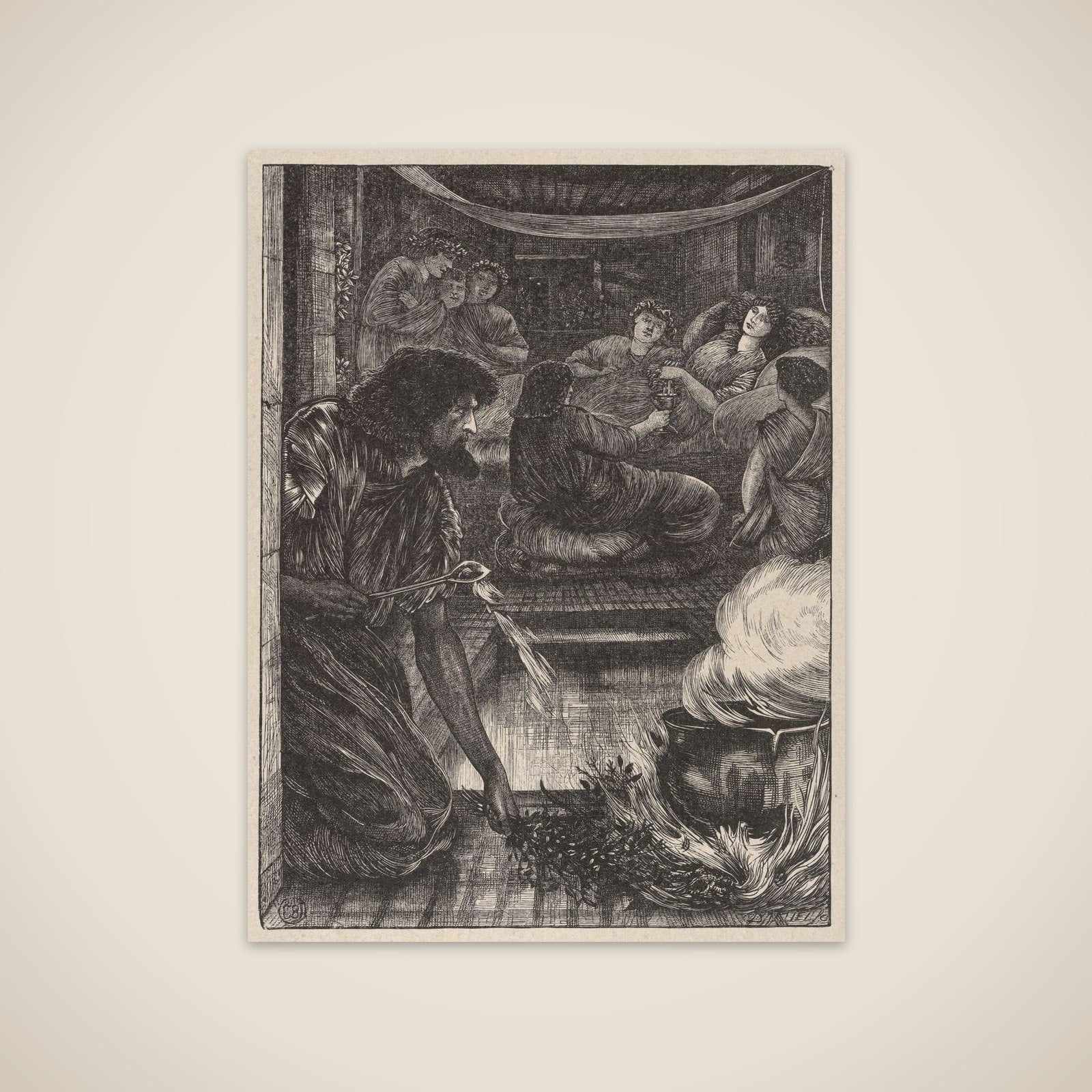 The Parable of the Burning Pot, from "Dalziels' Bible Gallery" unframed print