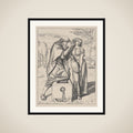 Eliezer and Rebekah at the Well, from "Dalziels' Bible Gallery" framed