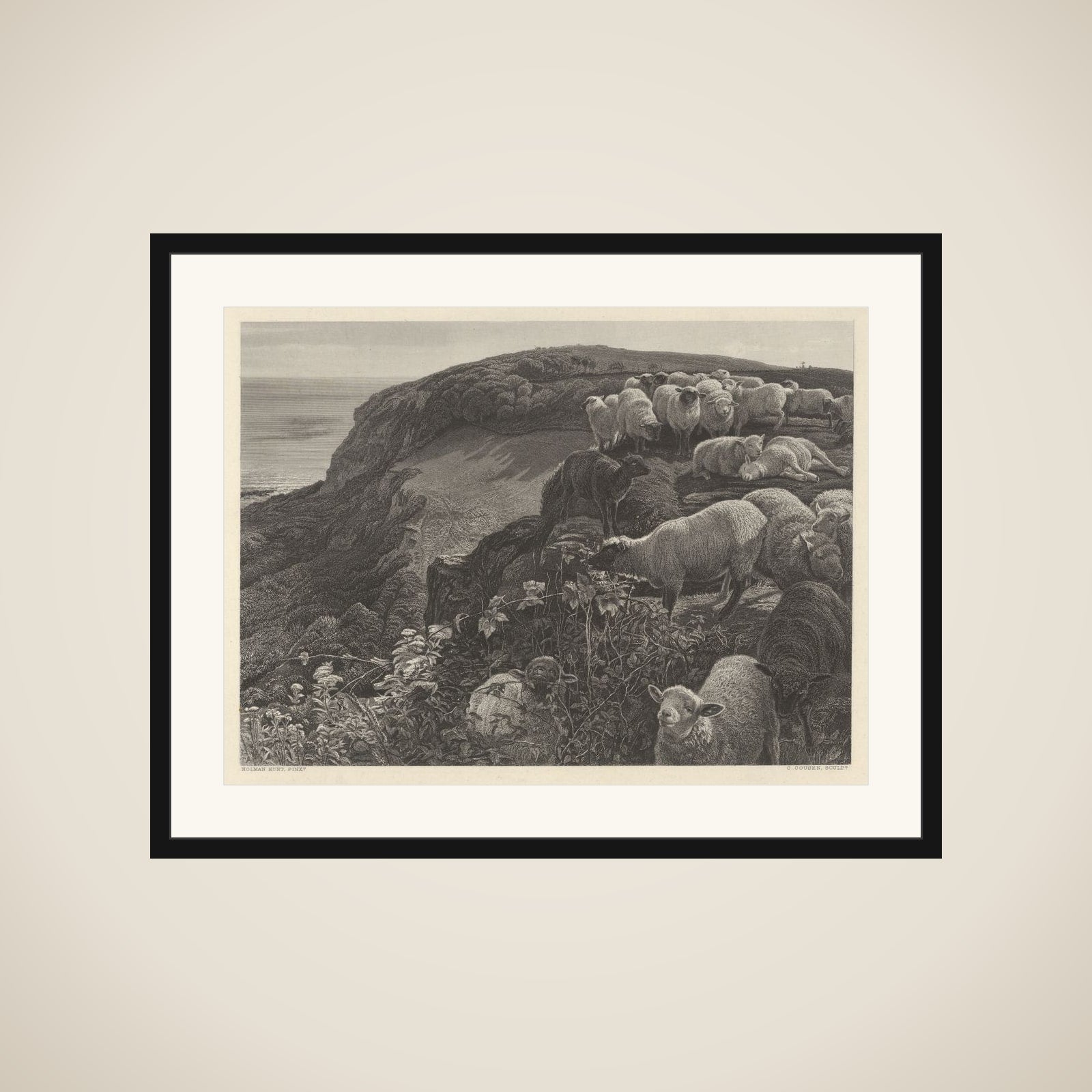 On the Hill Side (Our English Coasts, 1852), from "The Art Journal" framed