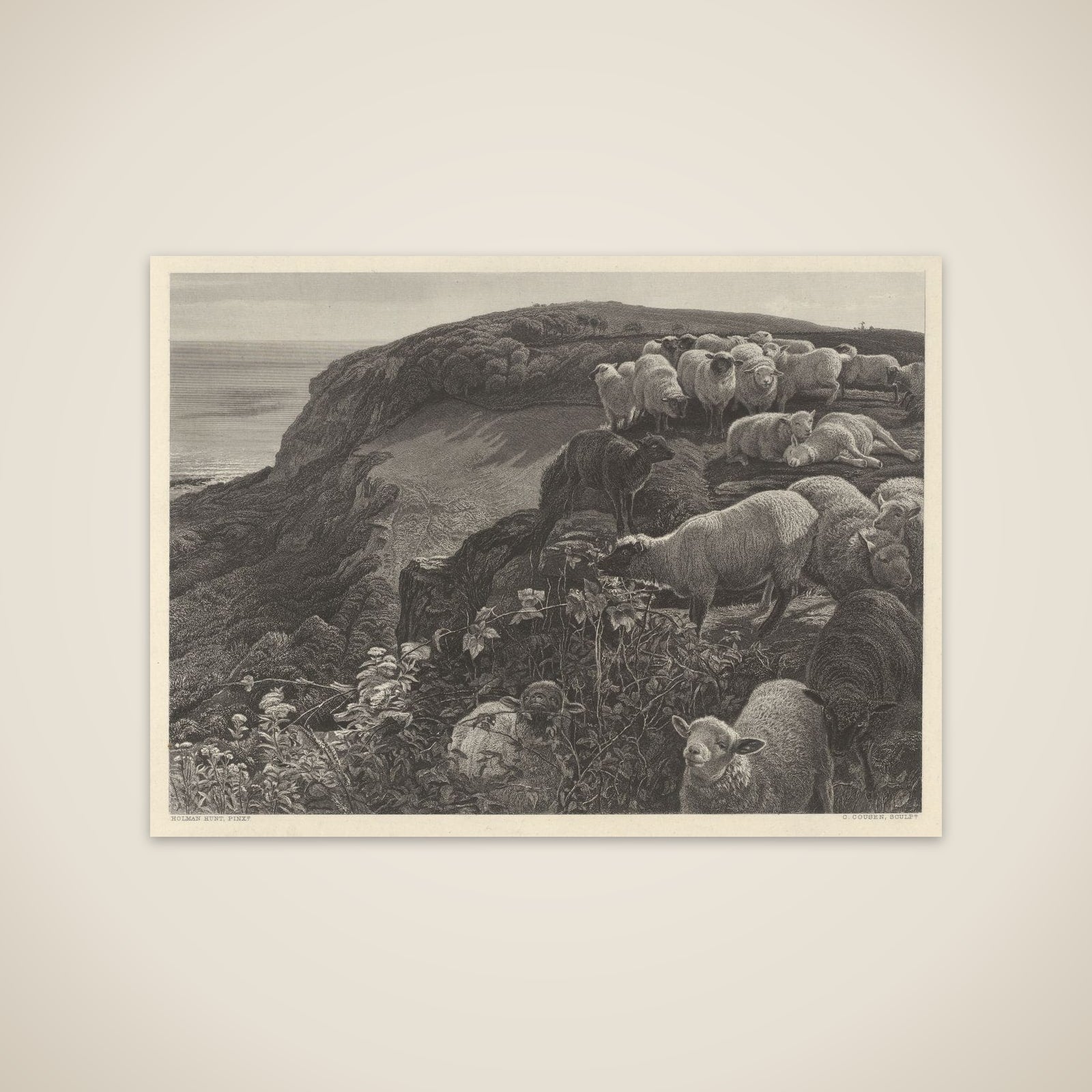 On the Hill Side (Our English Coasts, 1852), from "The Art Journal" unframed print