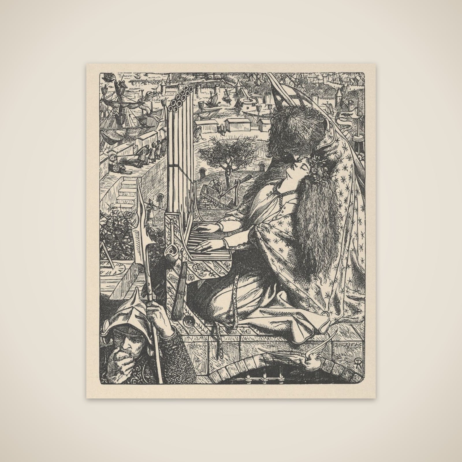 St. Cecily / Cecilia (Illustration for The Palace of Art in Tennyson's Poems, New York, 1903) unframed print
