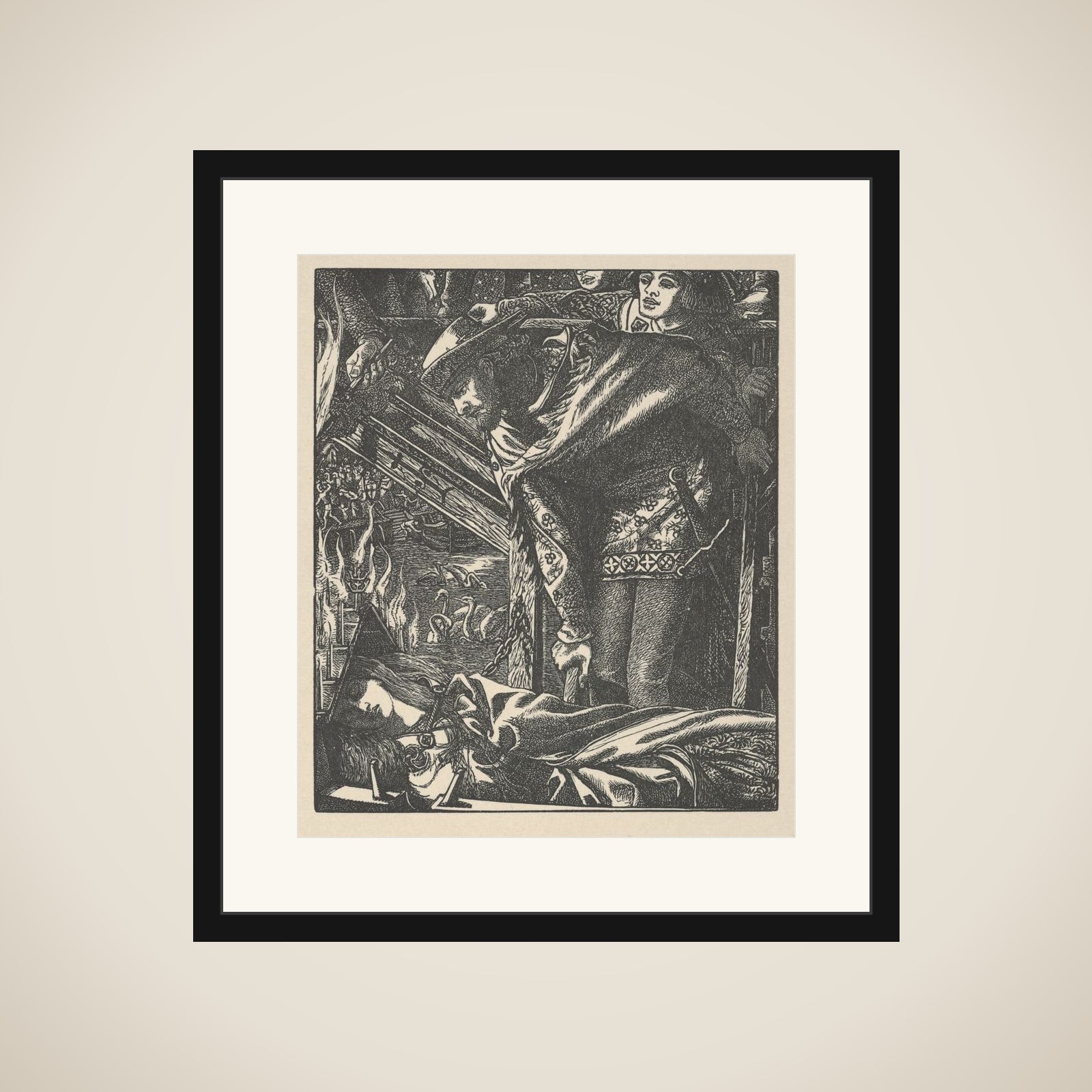 The Lady of Shalott (from Tennyson's Poems, New York, 1903) framed