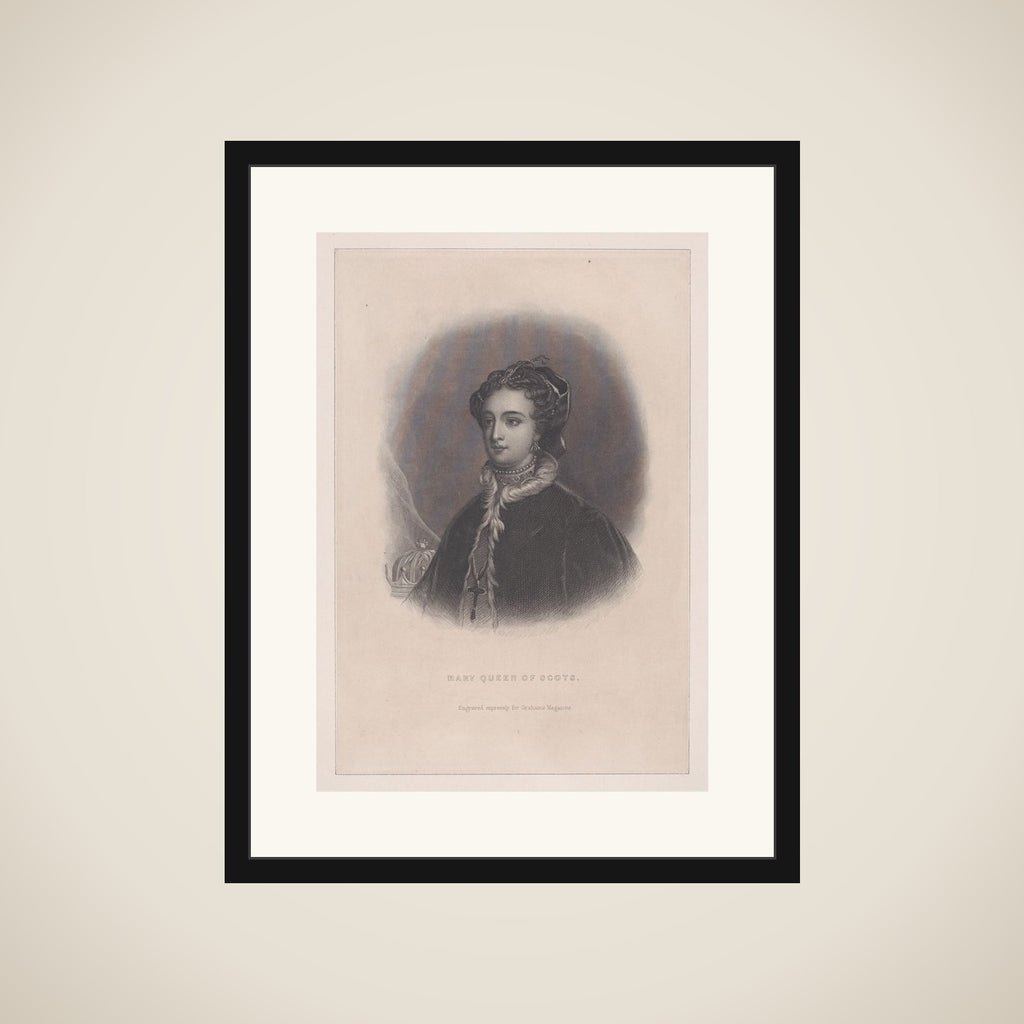 Mary, Queen of Scots (frontispiece, from "Graham's Magazine," volume 46, number 4) framed
