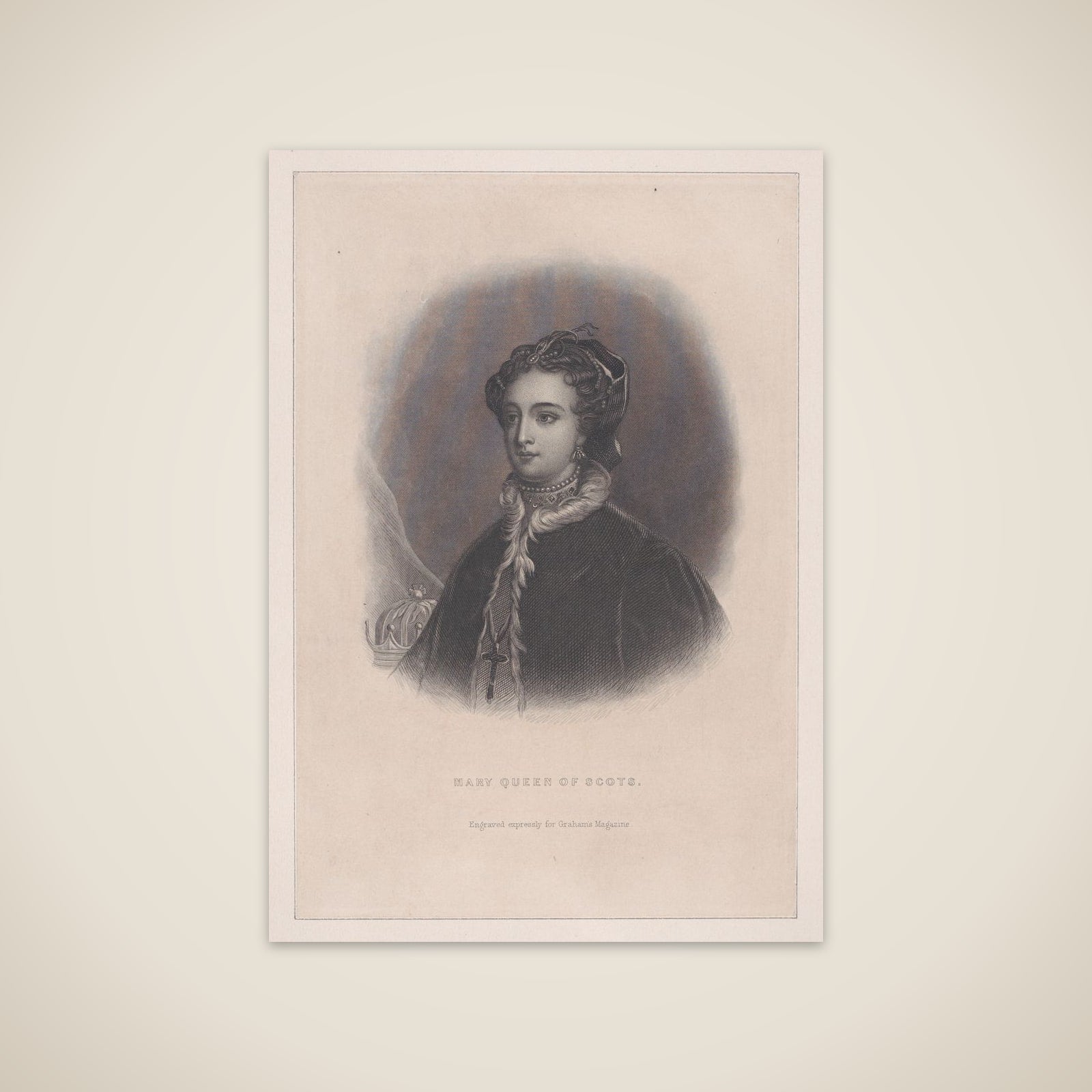 Mary, Queen of Scots (frontispiece, from "Graham's Magazine," volume 46, number 4) unframed print