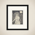 Long-haired Woman in Front of Tall Rosebushes (Chapter Heading, "Le Morte d'Arthur," J. M. Dent, 1893–4, Part IX, book xiii, chapter viii, p. 700, and Part XII, book xxi, chapter viii, p. 972) framed