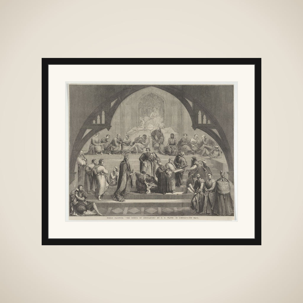"The School of Legislation" in Lincoln's-Inn Hall, from "Illustrated London News" framed