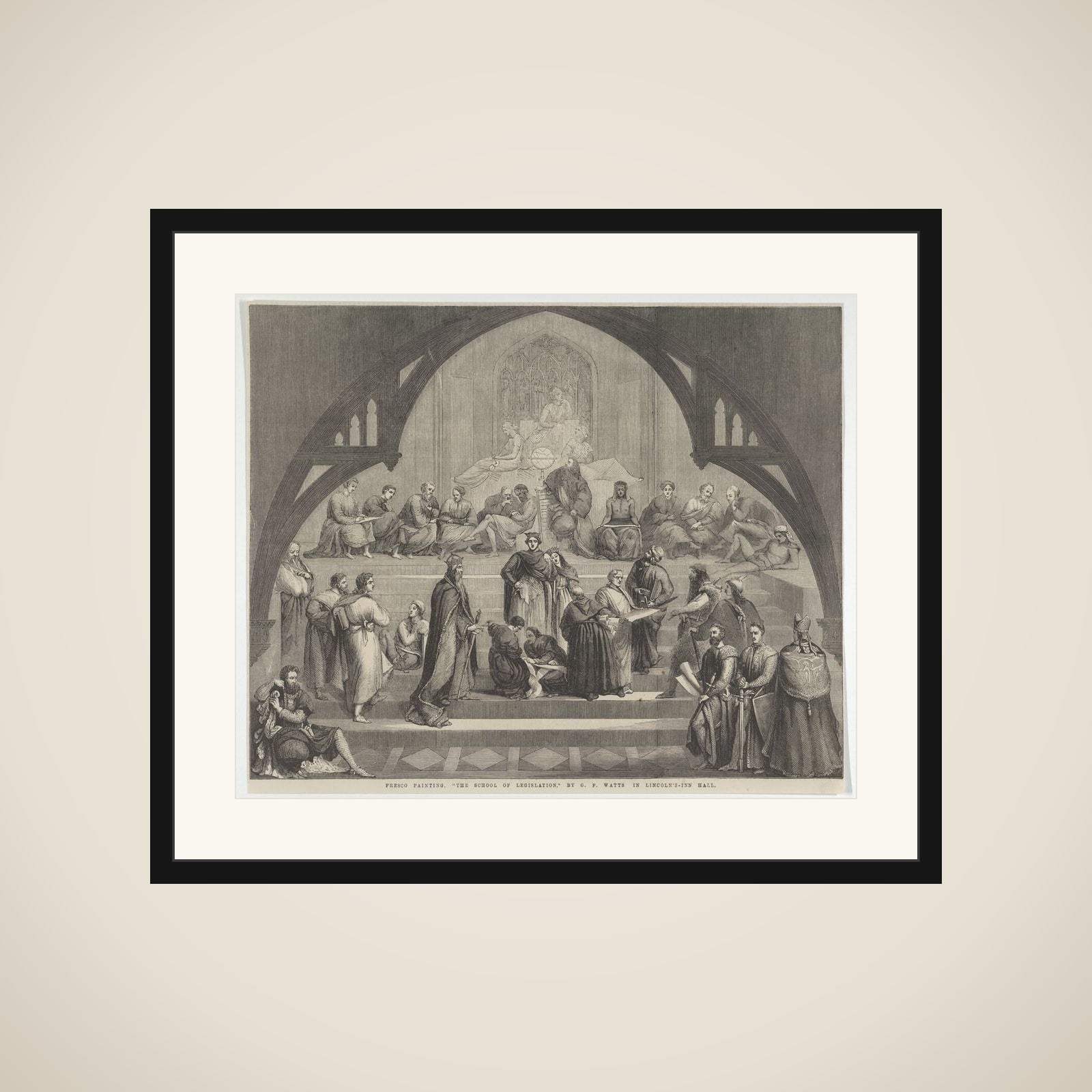 "The School of Legislation" in Lincoln's-Inn Hall, from "Illustrated London News" framed