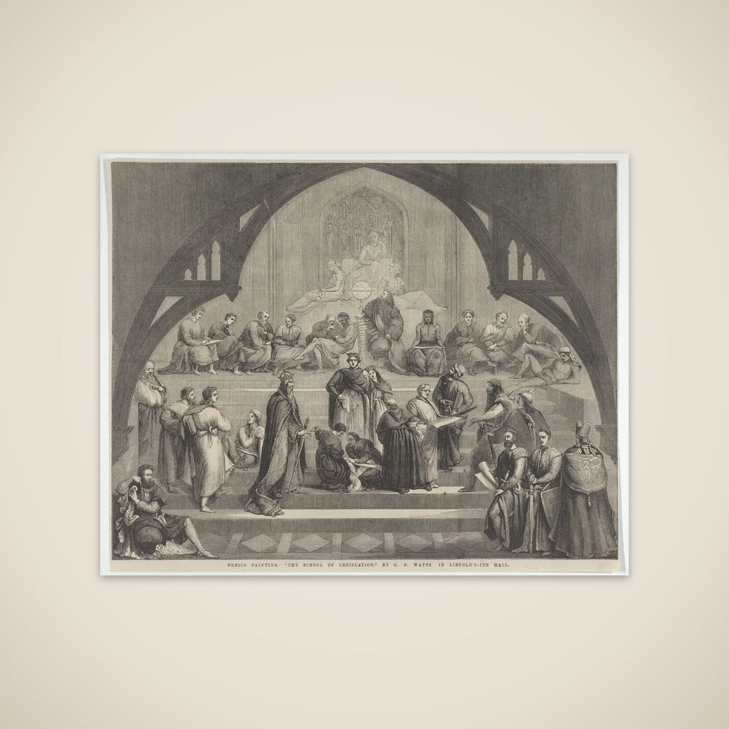 "The School of Legislation" in Lincoln's-Inn Hall, from "Illustrated London News" unframed print