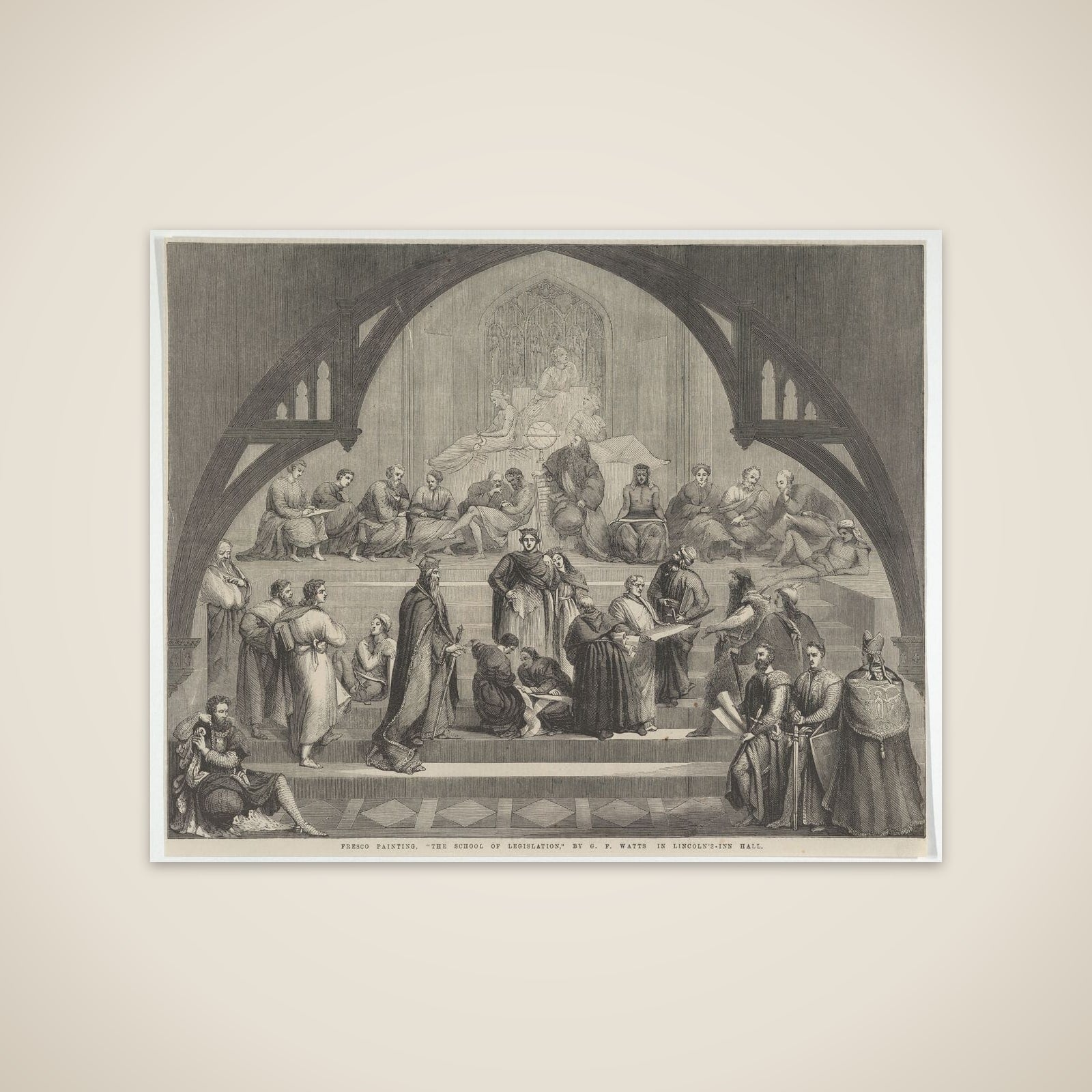"The School of Legislation" in Lincoln's-Inn Hall, from "Illustrated London News" unframed print