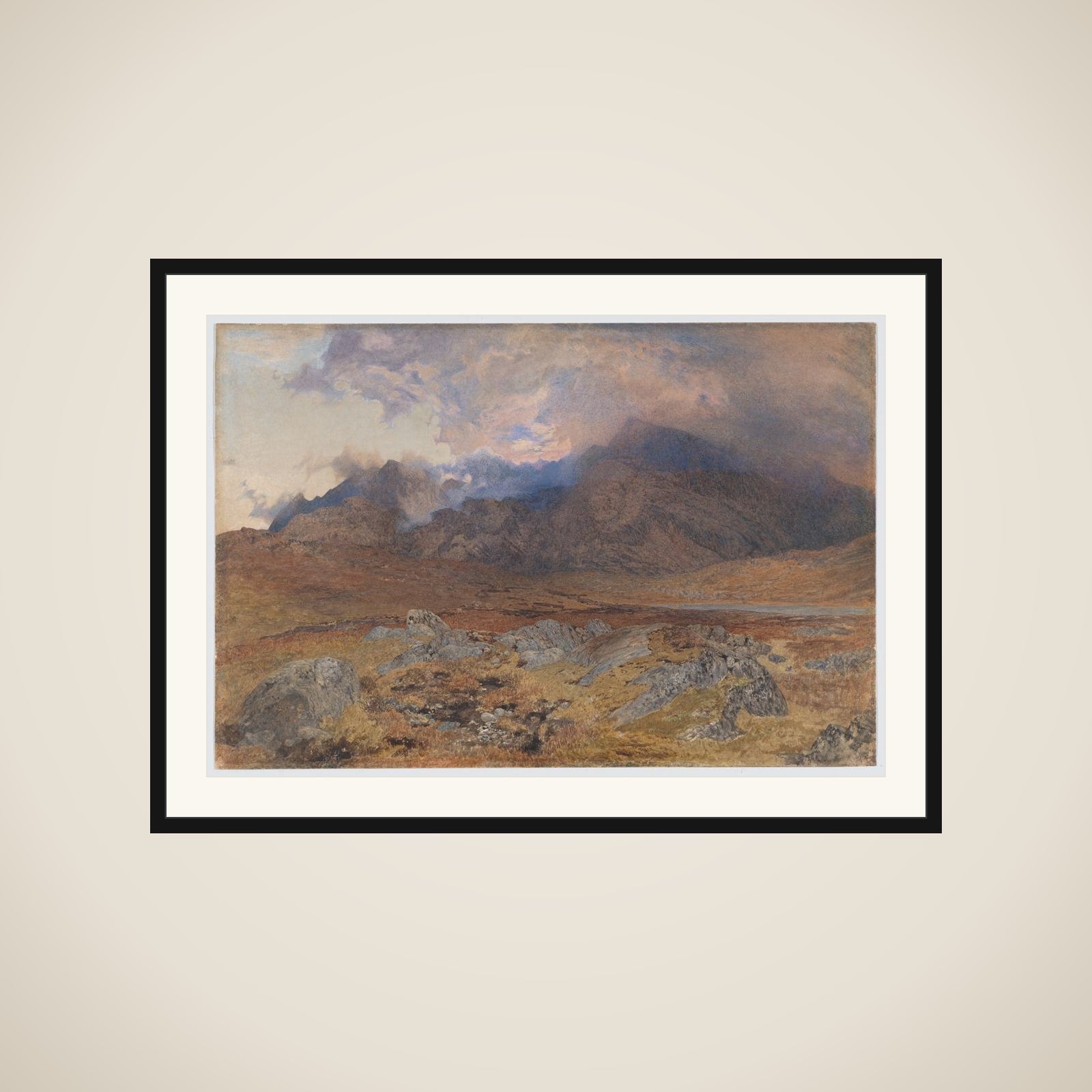 Snowdon, after an April Hailstorm [or Snowdon through Clearing Clouds] framed