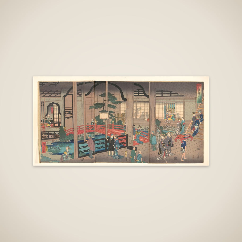 View of the Interior of the Gankirō Tea House in Yokohama unframed print
