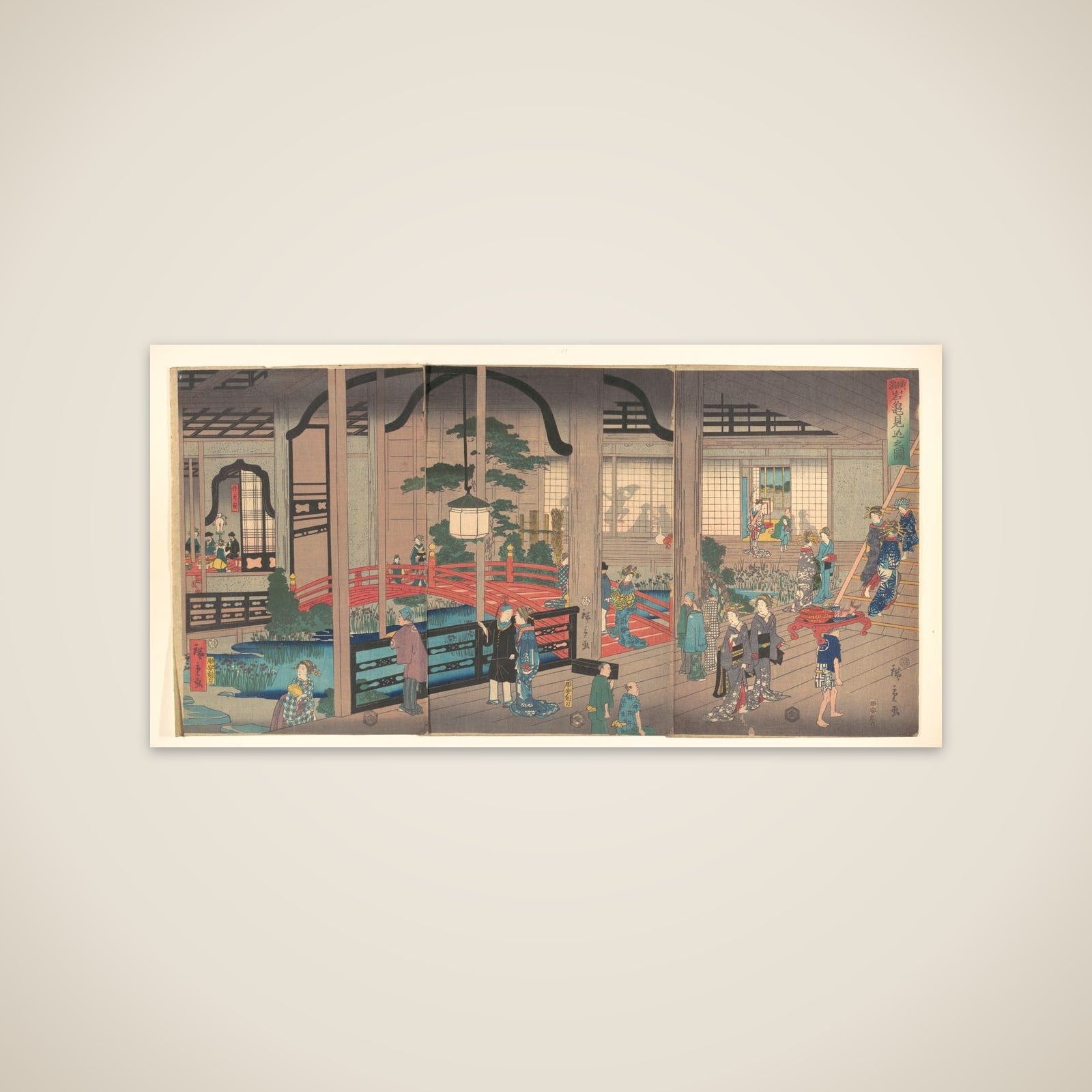 View of the Interior of the Gankirō Tea House in Yokohama unframed print