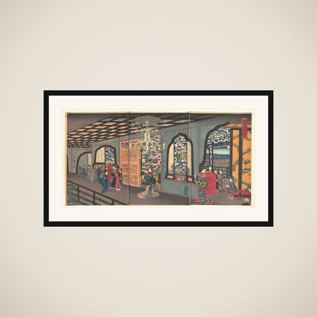 Upper Floor of the Gankirō Tea House in Yokohama framed