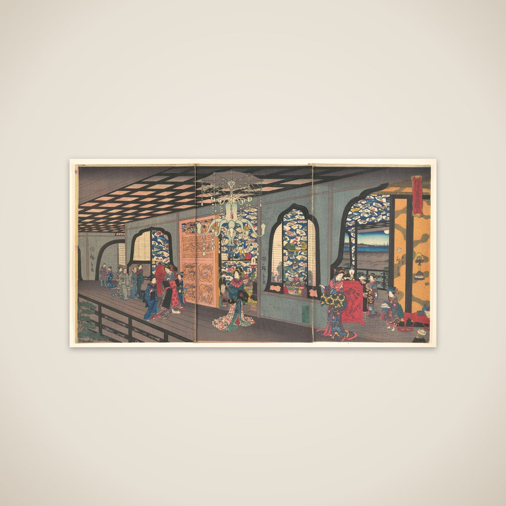 Upper Floor of the Gankirō Tea House in Yokohama unframed print