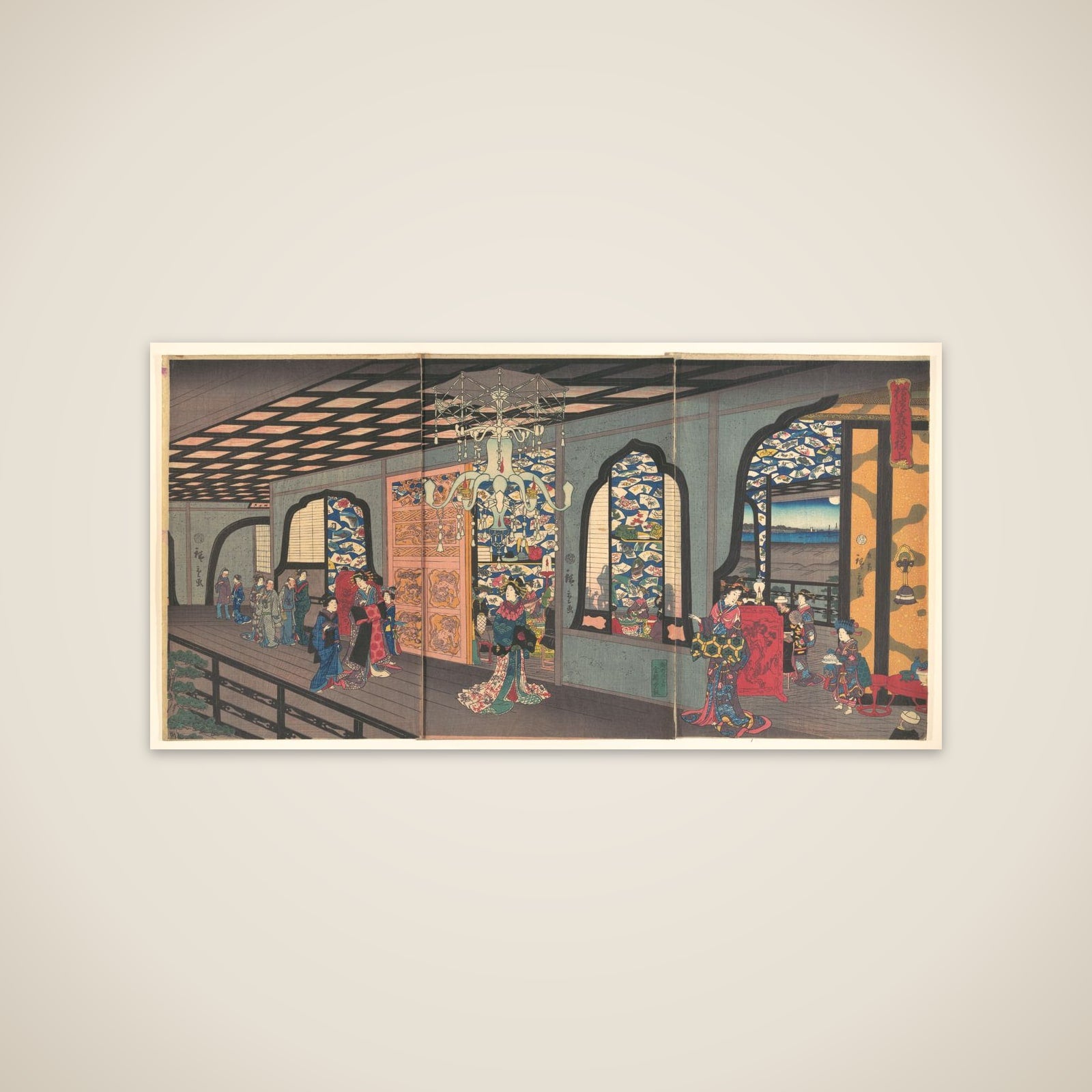 Upper Floor of the Gankirō Tea House in Yokohama unframed print