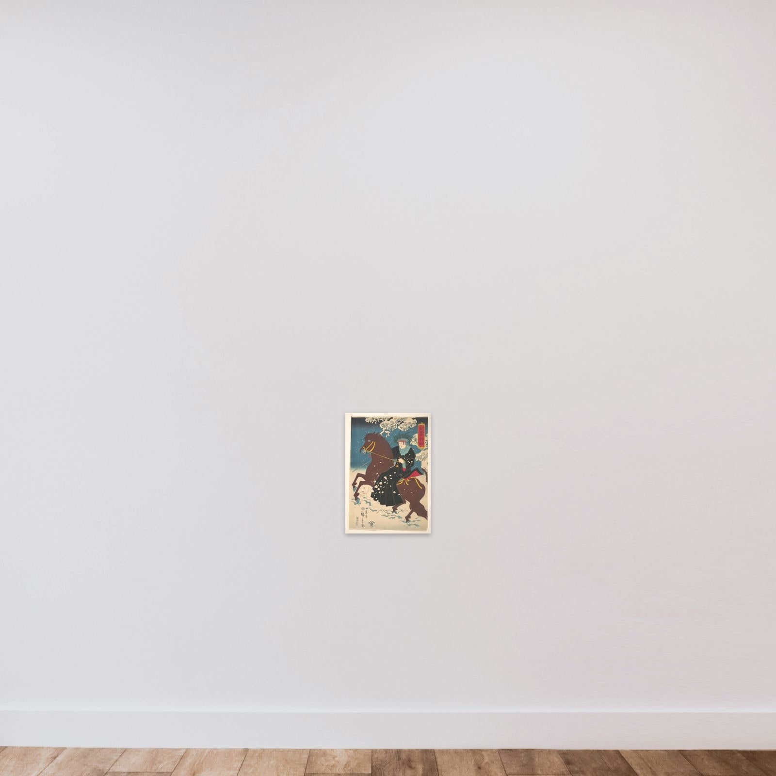 “America”: A Native American Woman on Horseback in the Snow unframed — shown to scale