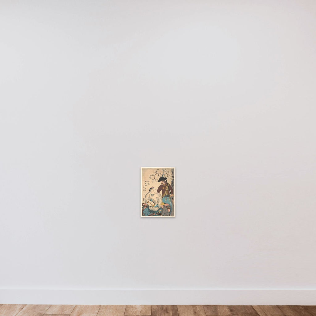 Russians and a Chinese Inscribing a Fan unframed — shown to scale