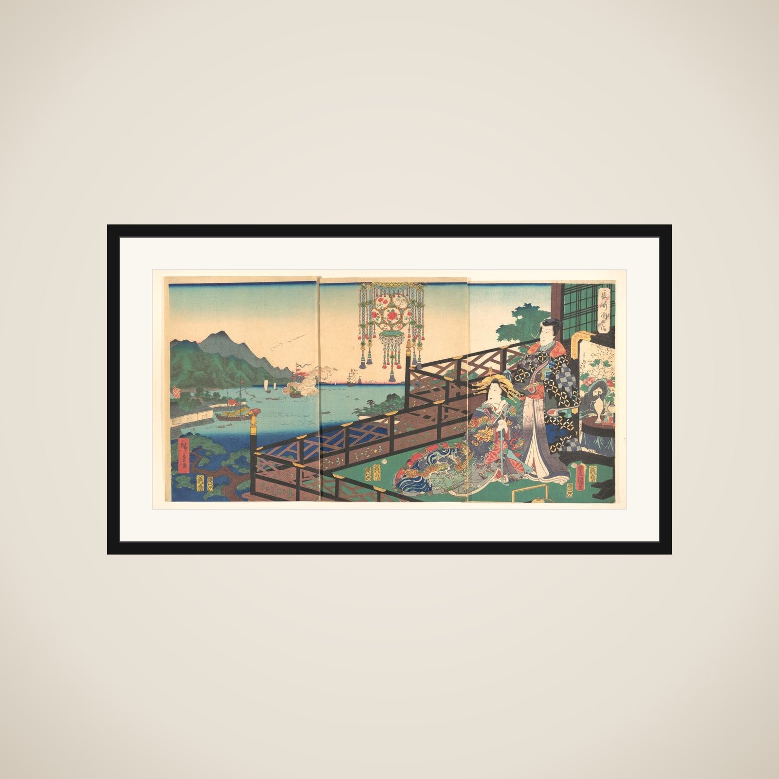 Mitsuuji in the Maruyama Pleasure District of Nagasaki (Nagasaki dejima) framed