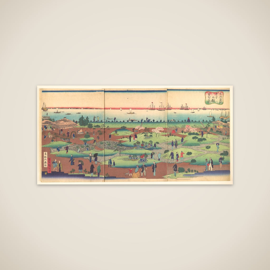Illustration of the Front Garden of the Tsukiji Hotel in the Eastern Capital  (Tōto Tsukiji hoteru kan niwa mae no zu) unframed print