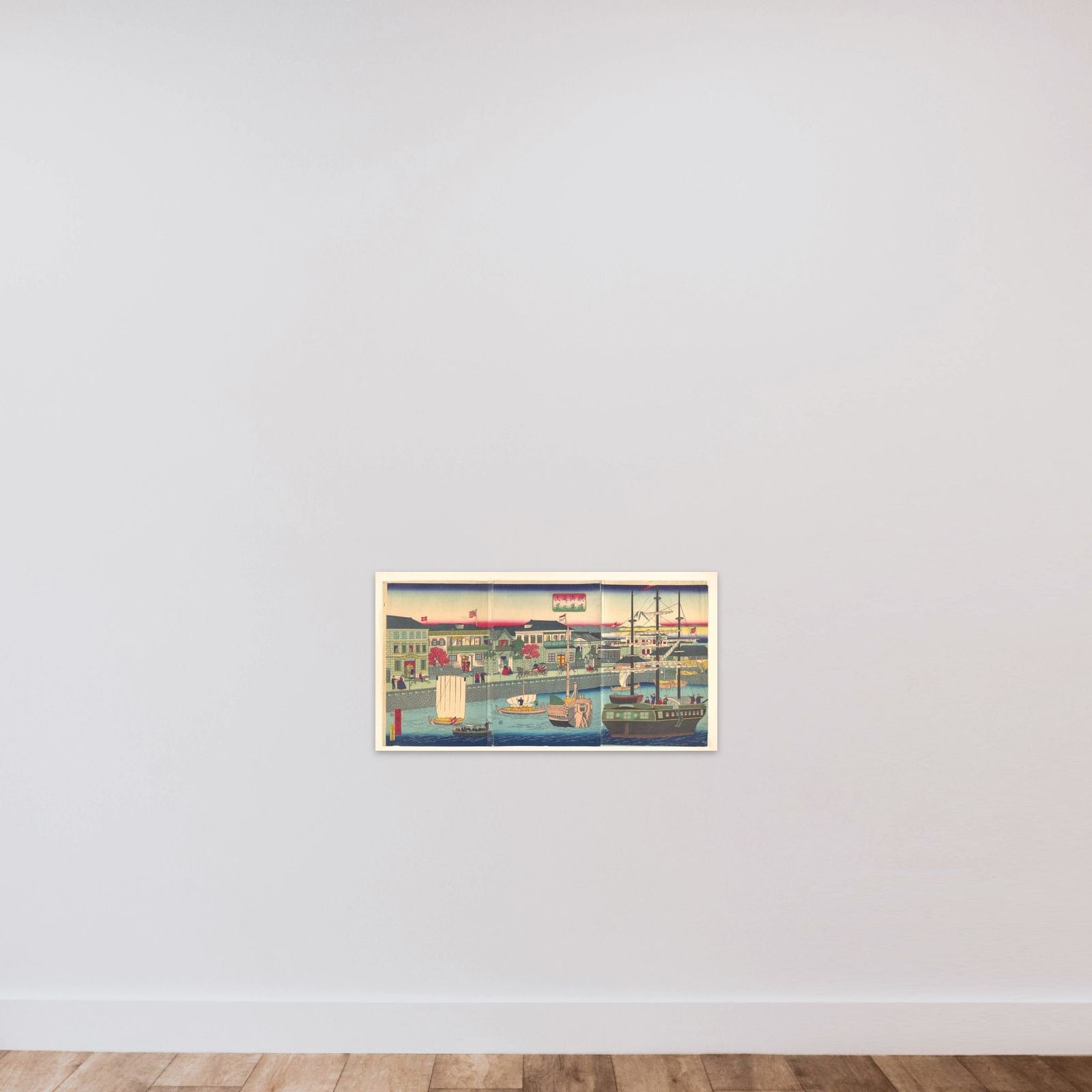 View of the Seafront in Yokohama (Yokohama Kagandori no fūkei) unframed — shown to scale