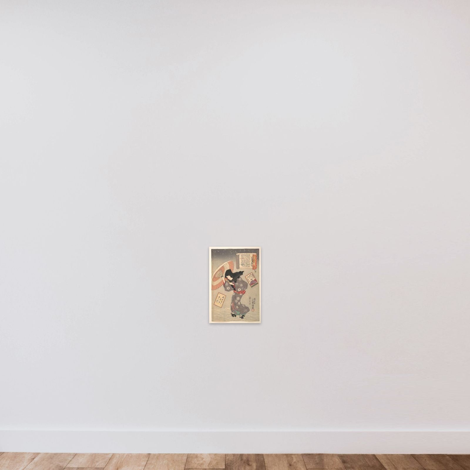 Selected Scenes from One Poem Each by One Hundred Poets: Poem by Emperor Kōkō unframed — shown to scale