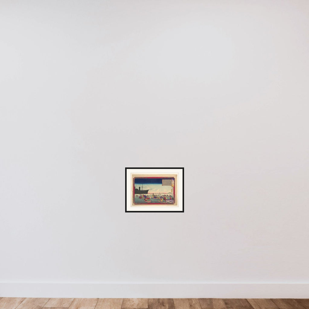 Chronicle of the Imperial Restoration (Kōkoku isshin kenbunshi) framed — shown to scale