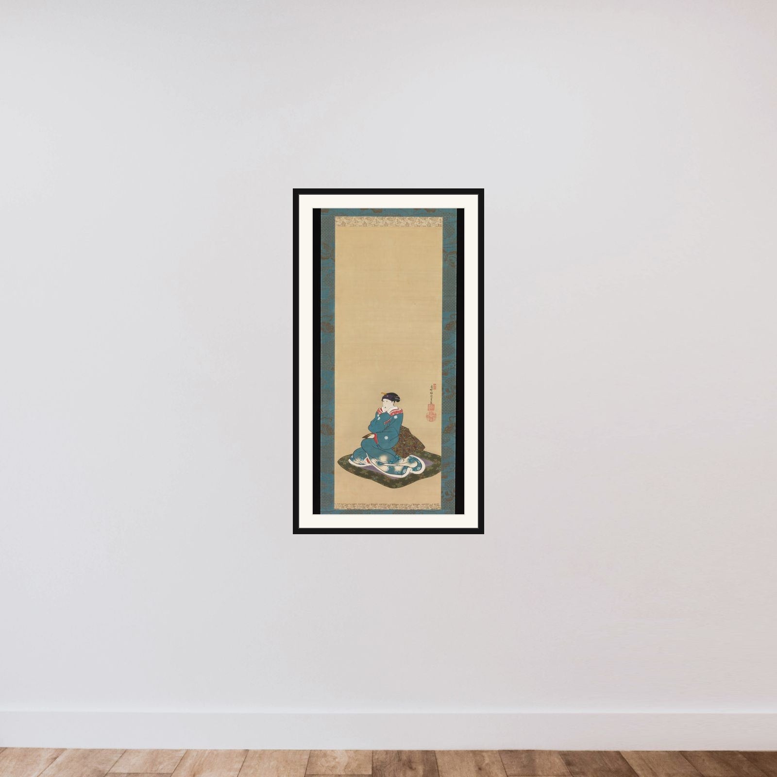 Portrait of Iwai Kumesaburō II framed — shown to scale