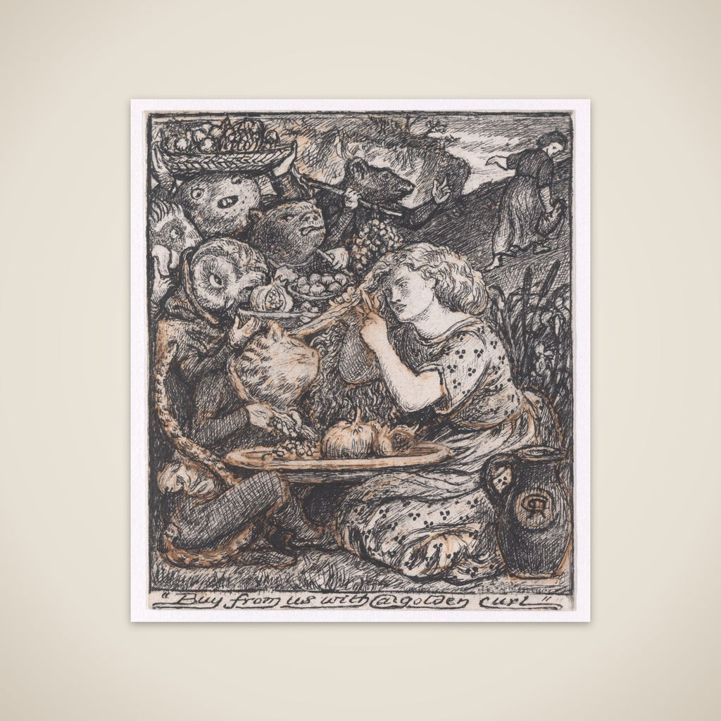 Buy from us with a golden curl, for "The Goblin Market" unframed print