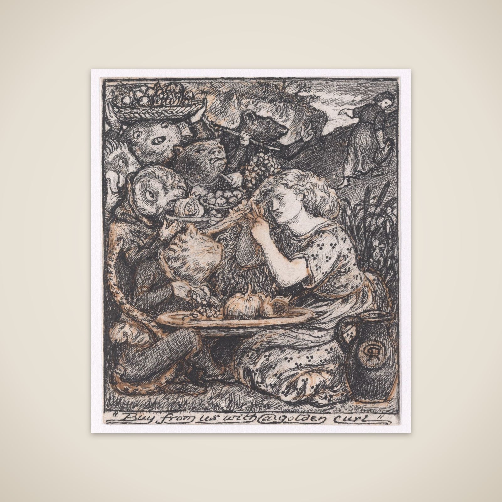 Buy from us with a golden curl, for "The Goblin Market" unframed print