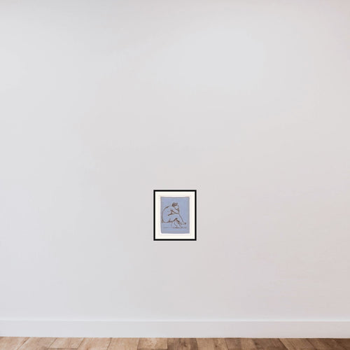 A seated fat lady framed — shown to scale