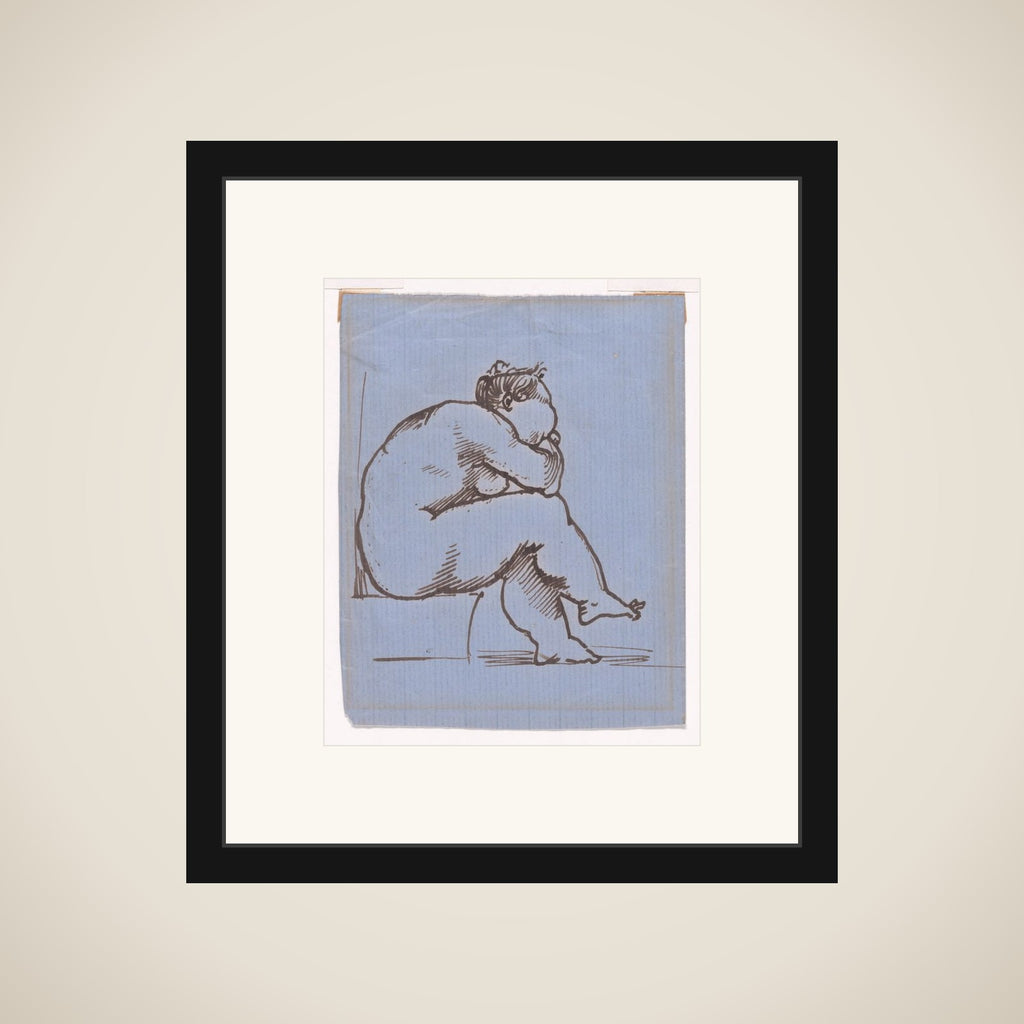 A seated fat lady framed