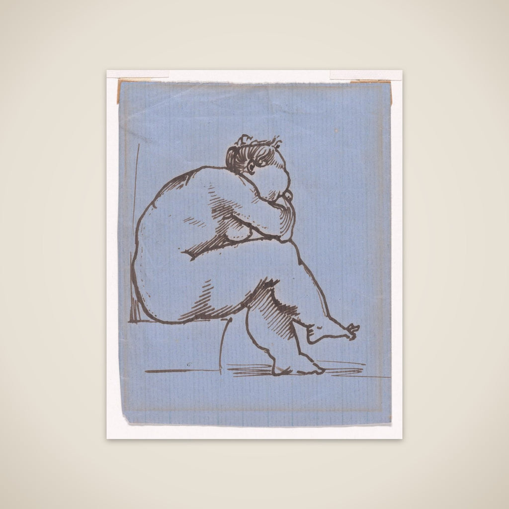 A seated fat lady unframed print