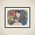 Mitsuuji with Mountain Roses (Yamabuki), from the series “Six Jewel Faces” (Mu tama-gao) framed