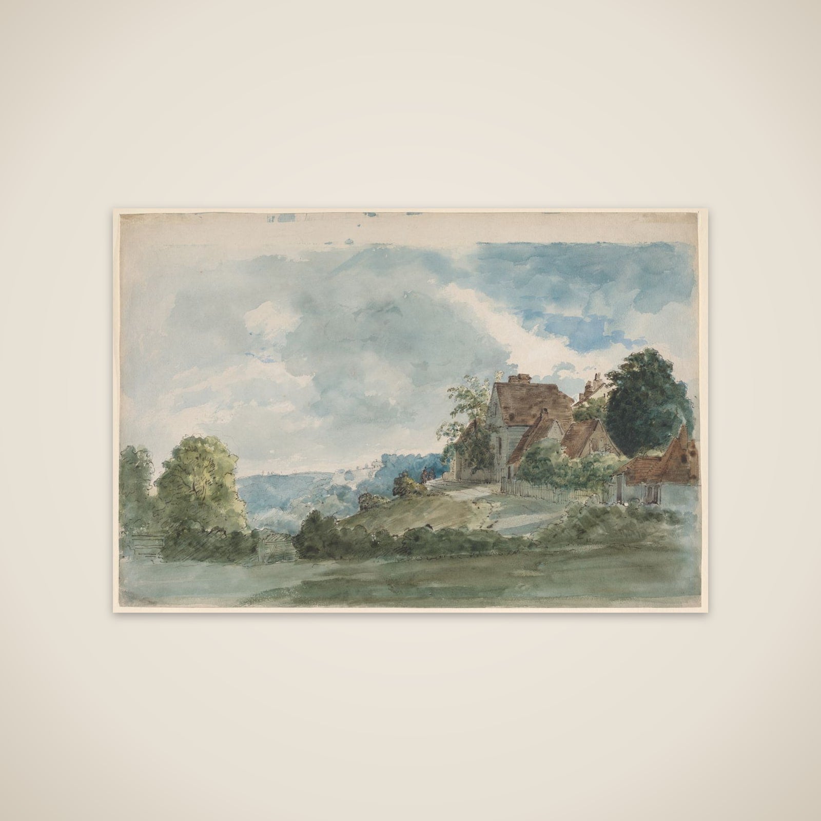 Cottages in an extensive landscape unframed print