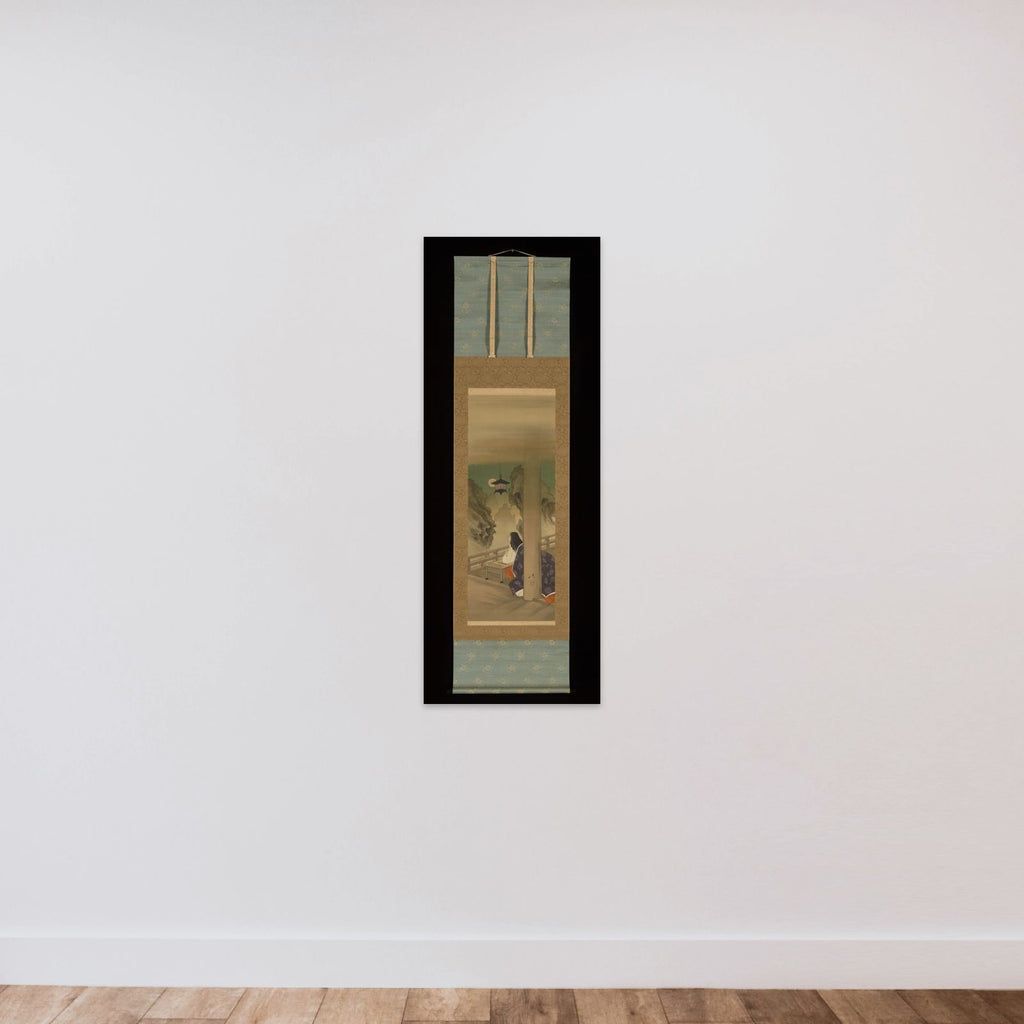 Murasaki Shikibu at Ishiyamadera Temple, based on the print “The Moon at Ishiyama,” from the series One Hundred Aspects of the Moon (Tsuki hyakushi: Ishiyama no tsuki) unframed — shown to scale