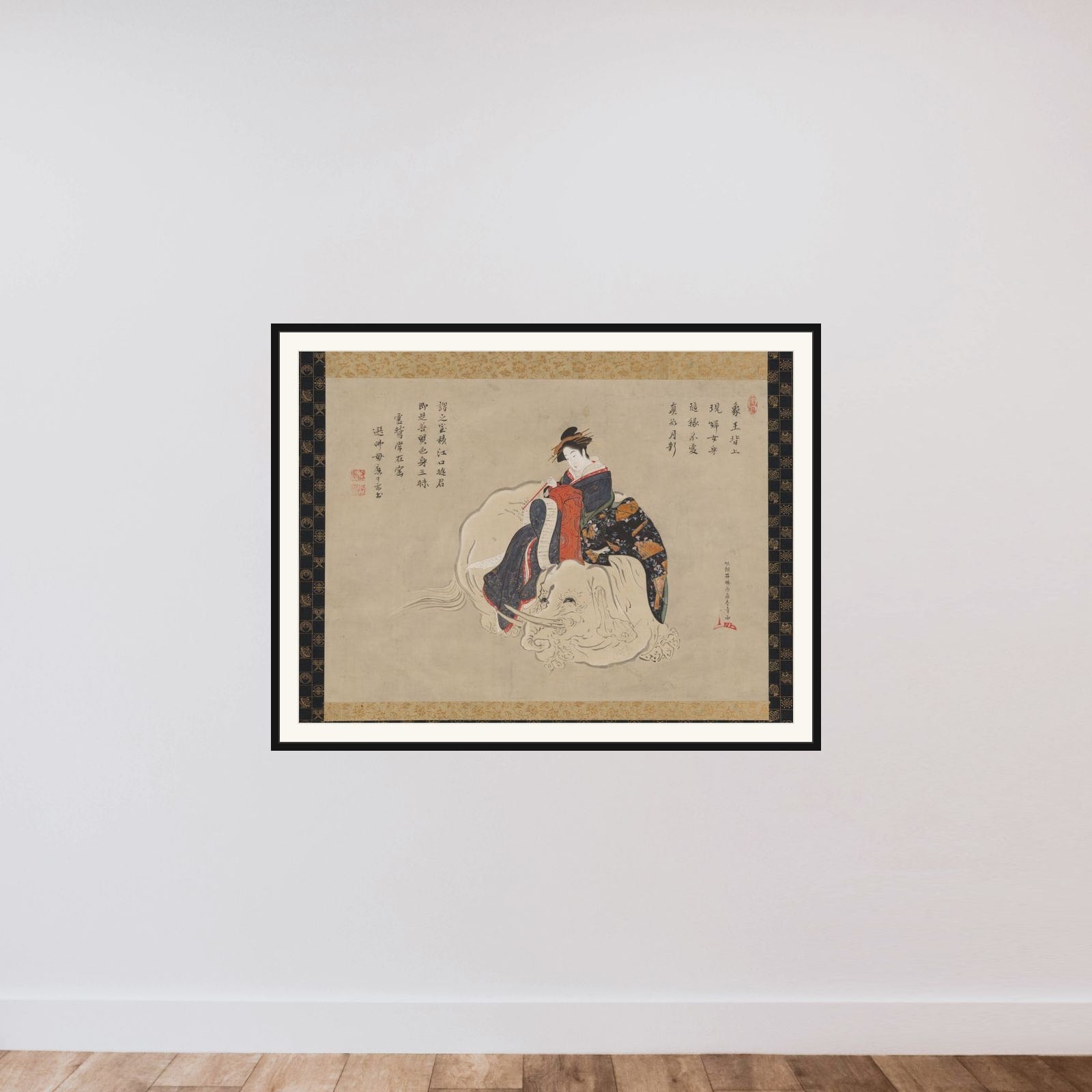 Courtesan of Eguchi framed — shown to scale