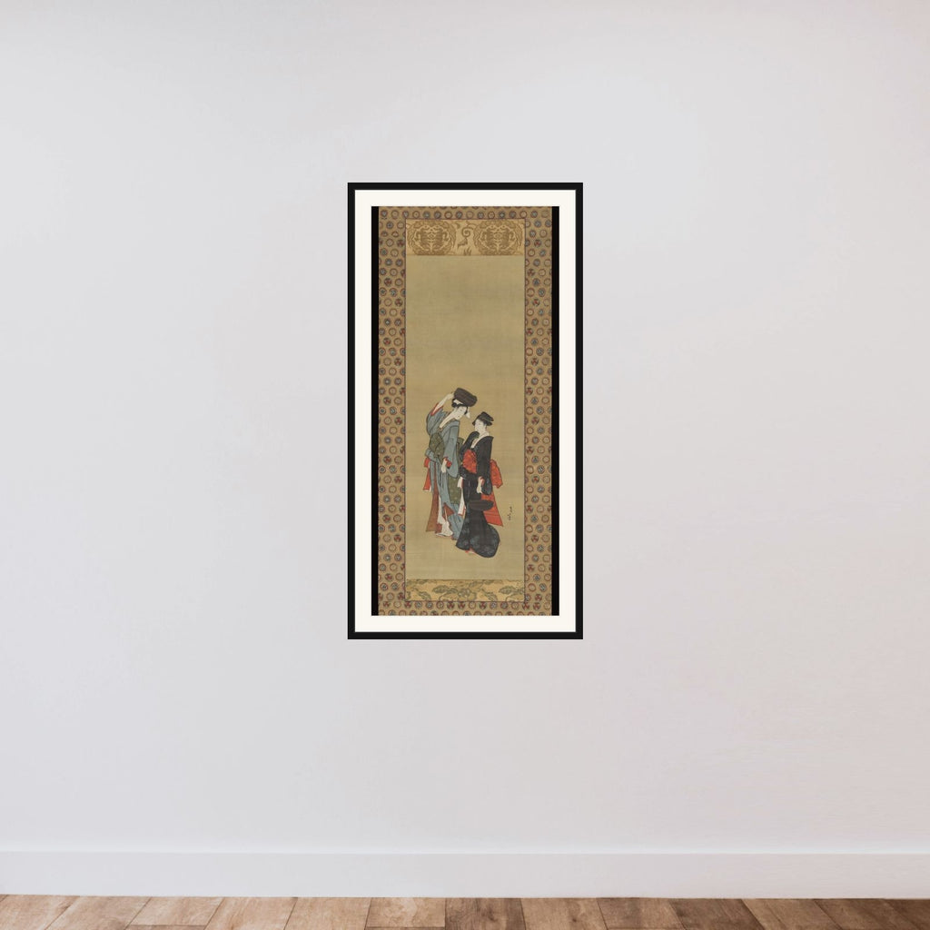 Women Carrying Pots for the Tsukuma Festival framed — shown to scale