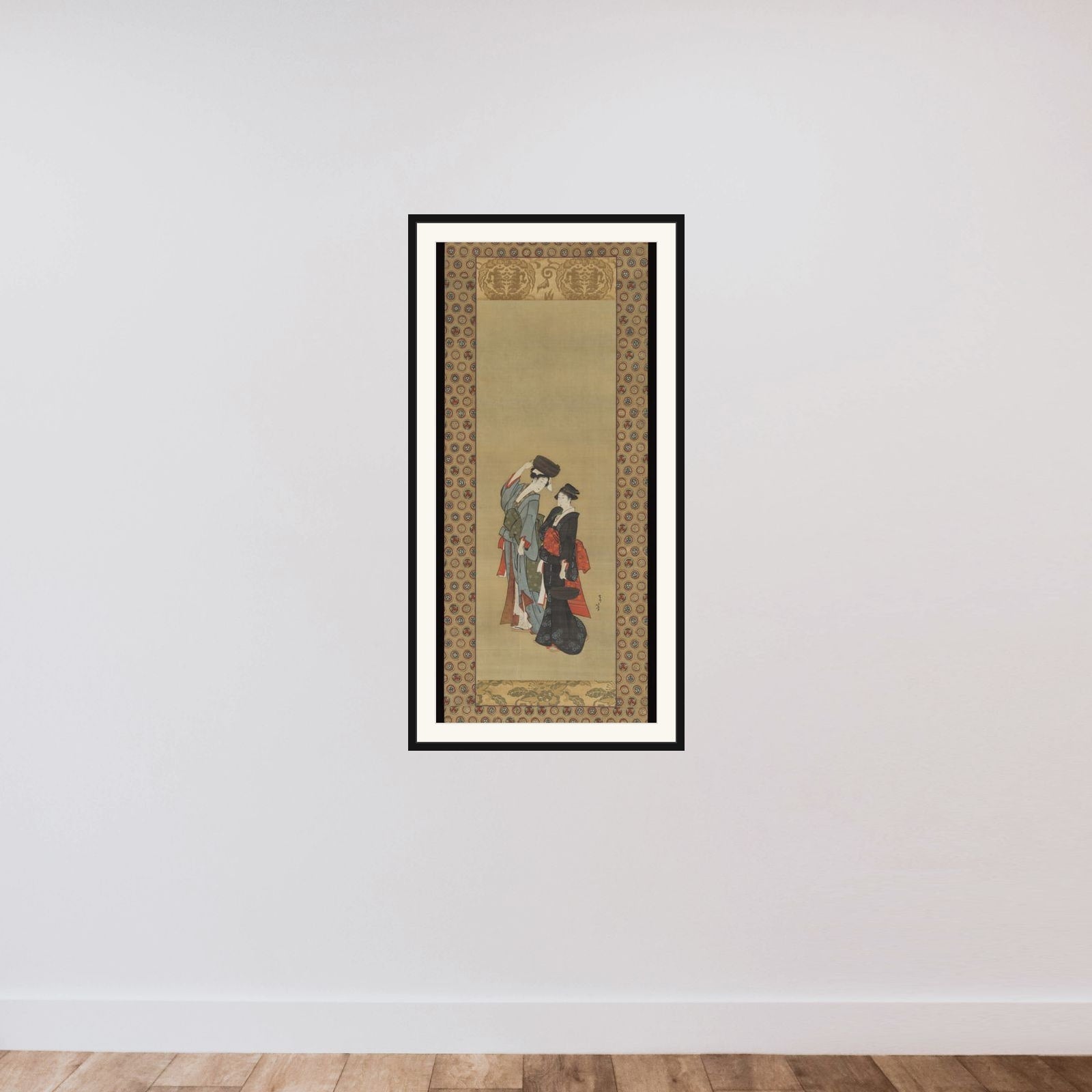 Women Carrying Pots for the Tsukuma Festival framed — shown to scale