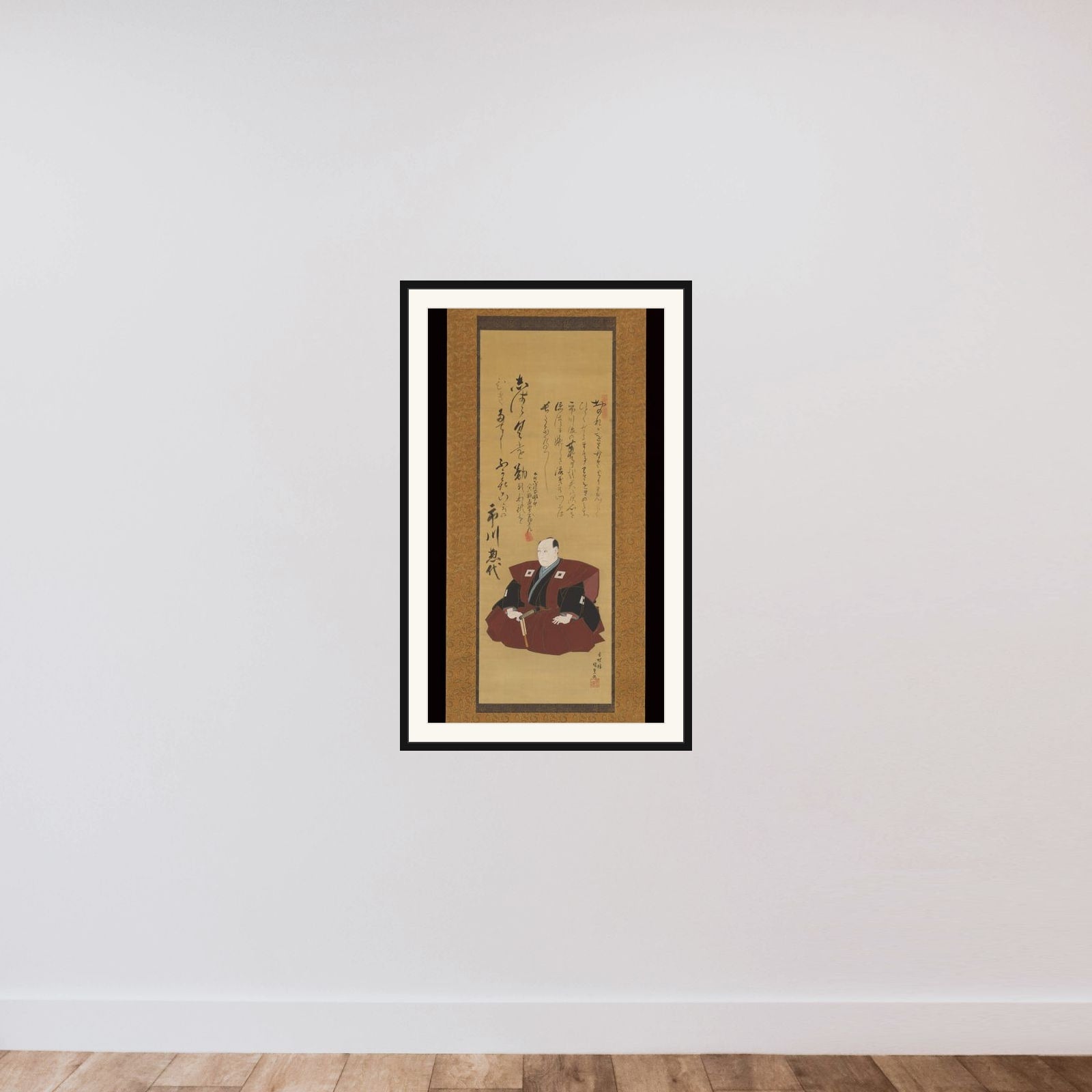 Memorial Portrait of the Actor Ichikawa Ōmezō I framed — shown to scale