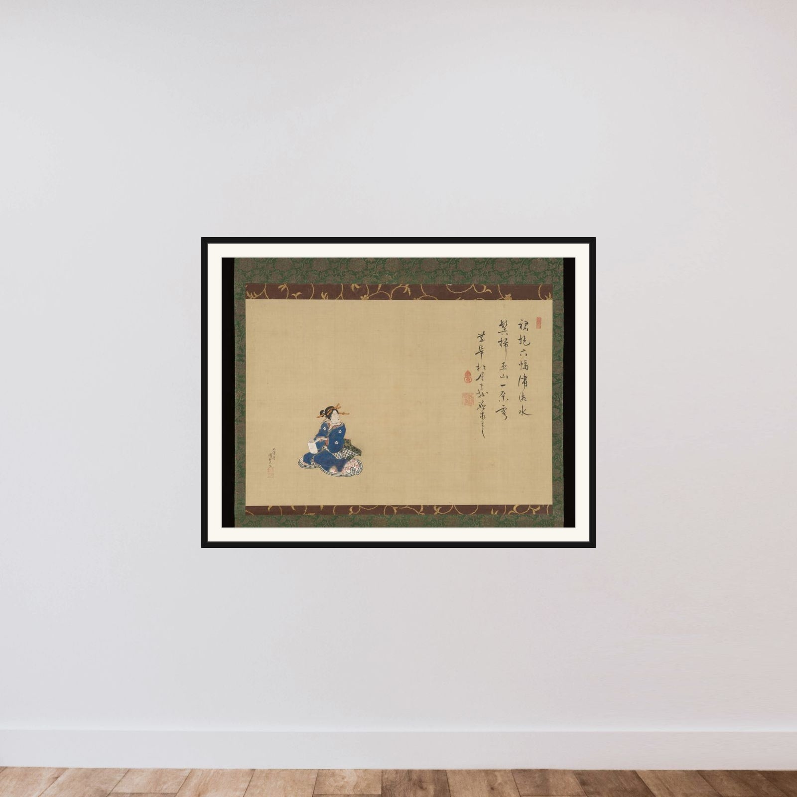 Seated Courtesan framed — shown to scale